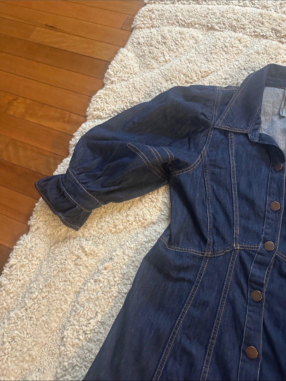 Anthropologie Dark Wash Denim Button-Front Mini Dress - Picture 5 of 11